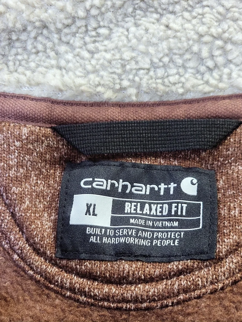 CARHARRT 6378 Wayland Mocha Brown Relaxed Fit Fleece 1/4 Zip Sweater
